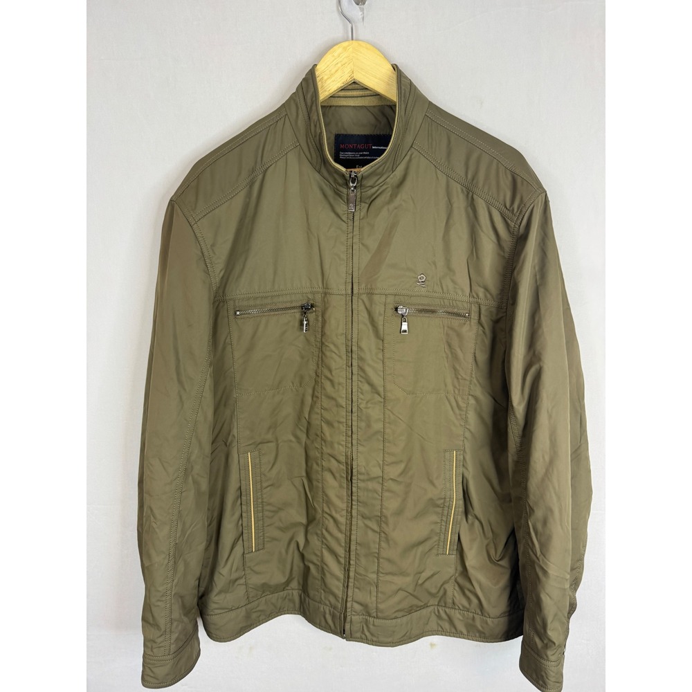 Montagut International‎ Mens Olive Green Full Zip Mock Neck Jacket Size 54